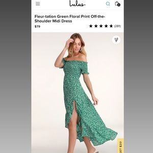 Lulu’s - Fleur-tation Floral Print Off-the-Shoulder Midi Dress (Green - XL)